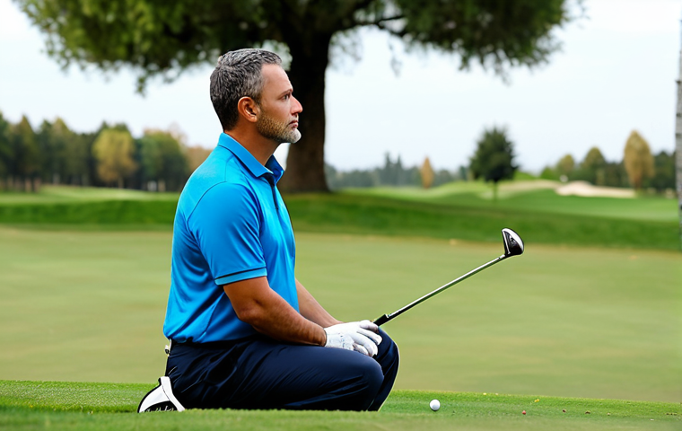 골프코치의 스트레스 관리법 - Mindfulness & Breathing**

"A golf coach, fully clothed in professional attire, is sitting peacefull...