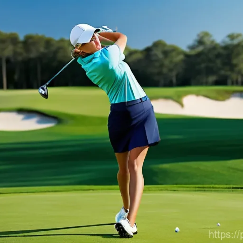 골프코치가 추천하는 연습 루틴 - **Prompt 1: The Rhythmic Golf Swing**
    "A vibrant, high-definition image of a female golfer on a ...