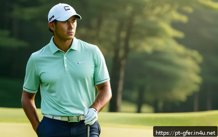골프 프로를 위한 시간 관리 팁 - A professional golfer standing calmly on a lush green golf course in South Korea, wearing a neat gol...
