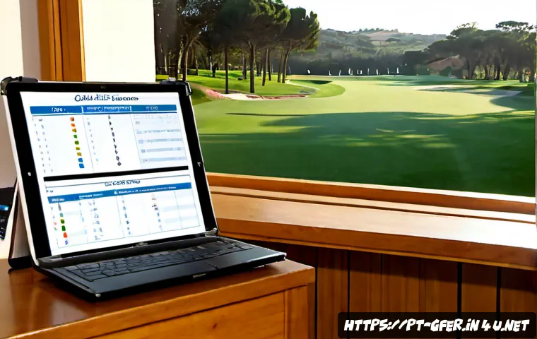 골프 자격증 필수 이론과 과목 정리 - Photorealistic golf instructor certification study scene in Portugal, mature student seated at a cle...